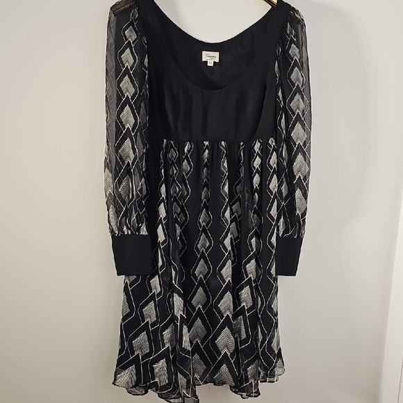 Temperley London Black/ White High Waisted Baby Doll Bishop Sleeve Dress. Sz 4 - Picture 1 of 12